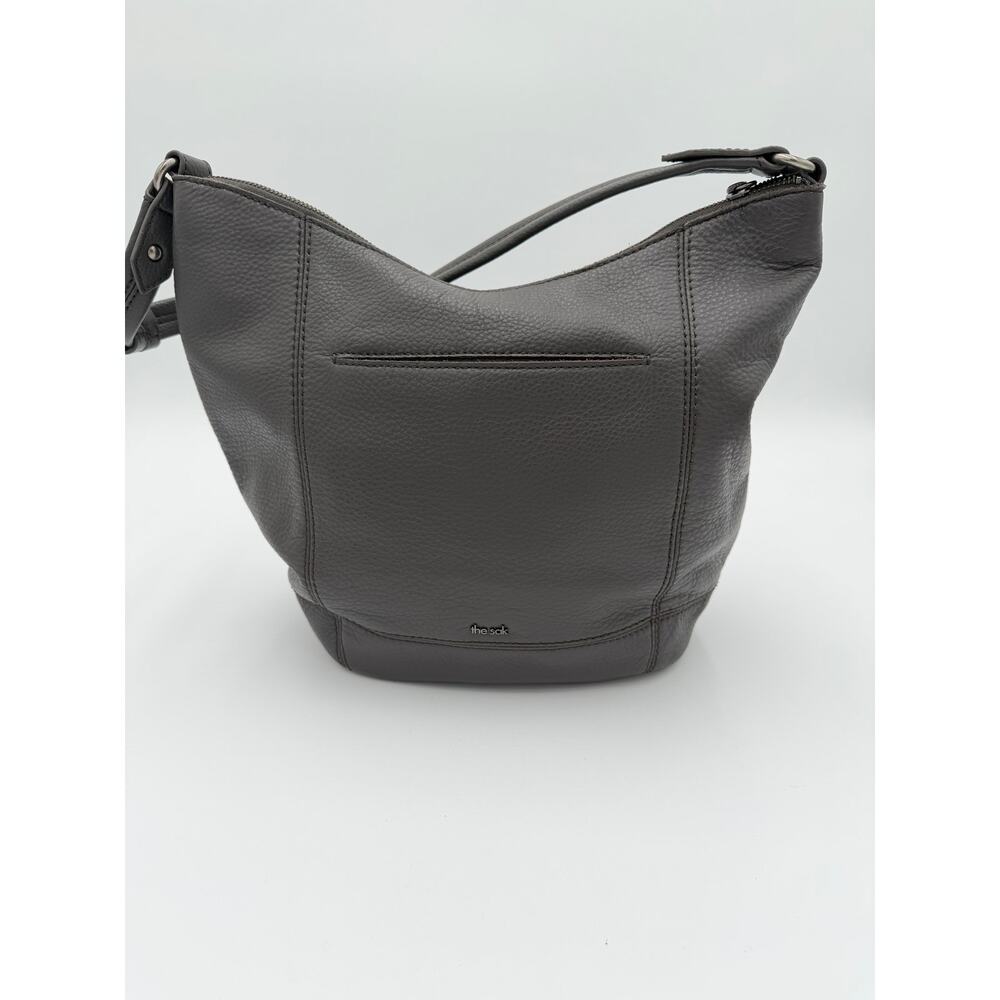 The Sak Leather Hobo Shoulder Bag Gray Pebbled Minimalist Boho Purse Classic